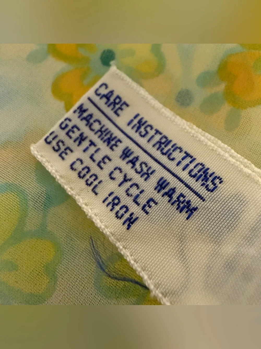 1960’s Mod Flower Power Head Scarf in Yellow, Blue and White, Made in Japan